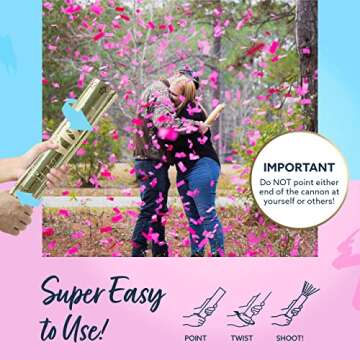 Revealations Gender Reveal Confetti Cannon - Set of 4 (2 Pink, 2 Blue) Gender Reveal Party Supplies Air Compressed Confetti Poppers - Biodegradable Tissue for Party Celebrations