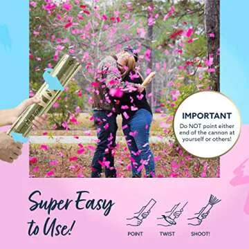 Revealations Gender Reveal Confetti Cannon - Set of 4 (2 Pink, 2 Blue) Gender Reveal Party Supplies Air Compressed Confetti Poppers - Biodegradable Tissue for Party Celebrations