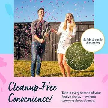 Revealations Gender Reveal Confetti Cannon - Set of 4 (2 Pink, 2 Blue) Gender Reveal Party Supplies Air Compressed Confetti Poppers - Biodegradable Tissue for Party Celebrations