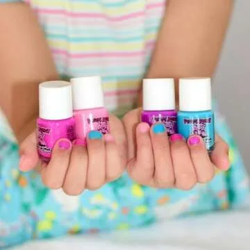 Piggy Paint | 100% Non-Toxic Girls Nail Polish | Safe, Cruelty-free, Vegan, & Low Odor for Kids | Birthday Cake Shake Set (4 Polish + Nail Art Gift Set)