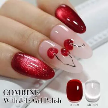 Double Rhythm 0.5 OZ Cat Eye Gel Polish with Magnet 15ML Holographic Glitter Shimmer Translucent Jelly Color Magnetic Nail Polish Salon DIY at Home (MC1019)