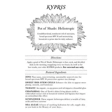 KYPRIS | Pot of Shade Heliotropic - SPF 30 & PRIMER | Moisturizes & Protects | 20% Non Nano Zinc | (.93 fl oz | 27 ml)