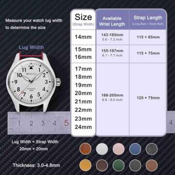 WOCCI 20mm Vintage Leather Watch Band for Men and Women, Gold Buckle (Dark Brown)