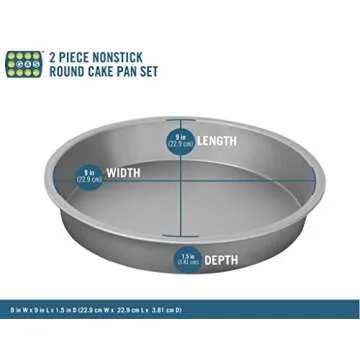 G&S Metal Products HG268 OvenStuff Non-Stick Round Cake Baking Pan 2 Piece Set, 9", Gray