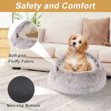 Washable Cozy Dog Bed for Small Pets - Cat Cave Bed