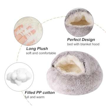 Washable Cozy Dog Bed for Small Pets - Cat Cave Bed