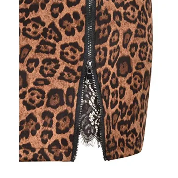 PYL Plus Size Faux Suede Leopard Print Skirt - Mini Bodycon