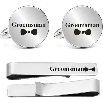 Custom Cufflinks & Tie Clip Set for Weddings