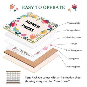 Aboofx Kids' Flower Press Kit, 4-Layers 6 x 6 inch Wooden Leaf Press Flower Pressing Kits for Adults Kid Creativity Outdoor Play Learning Toy Nature Art and Crafts DIY Kits for Girls & Boys