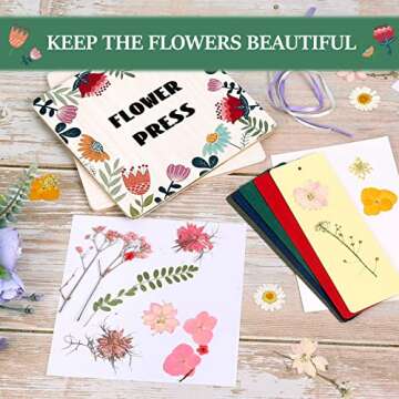 Aboofx Kids' Flower Press Kit, 4-Layers 6 x 6 inch Wooden Leaf Press Flower Pressing Kits for Adults Kid Creativity Outdoor Play Learning Toy Nature Art and Crafts DIY Kits for Girls & Boys