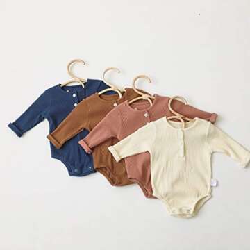 YOUNGER STAR Newborn Infant Unisex Baby Bodysuit Clothes Organic Cotton Long Sleeve Romper Jumpsuit Fall Winter (6-12 Months, Brown)