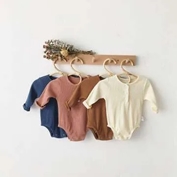 YOUNGER STAR Newborn Infant Unisex Baby Bodysuit Clothes Organic Cotton Long Sleeve Romper Jumpsuit Fall Winter (6-12 Months, Brown)