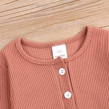 YOUNGER STAR Newborn Infant Unisex Baby Bodysuit Clothes Organic Cotton Long Sleeve Romper Jumpsuit Fall Winter (6-12 Months, Brown)