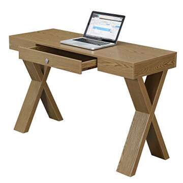 Convenience Concepts Newport Desk with Drawer, Driftwood