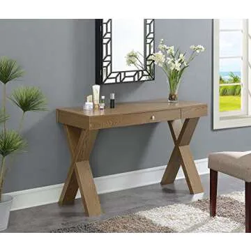 Convenience Concepts Newport Desk with Drawer, Driftwood