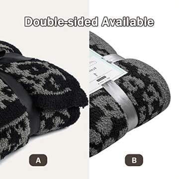 bearberry Fuzzy Leopard Knitted Throw Blanket Soft Cozy Warm Microfiber Blanket for Couch Sofa Bed Travel