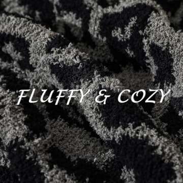 bearberry Fuzzy Leopard Knitted Throw Blanket Soft Cozy Warm Microfiber Blanket for Couch Sofa Bed Travel