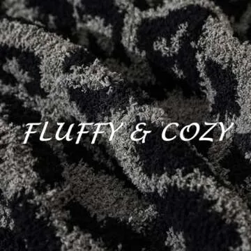 bearberry Fuzzy Leopard Knitted Throw Blanket Soft Cozy Warm Microfiber Blanket for Couch Sofa Bed Travel