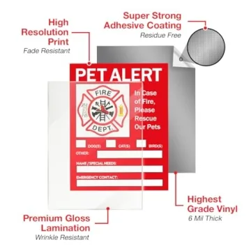 Pet Alert Safety Fire Rescue Stickers for Emergency Preparedness