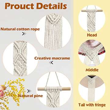 Mayamila Macrame Hat Racks Hat Organizer for Wall, Bohemian Hat Hangers for Wall Hanging Hat Display...