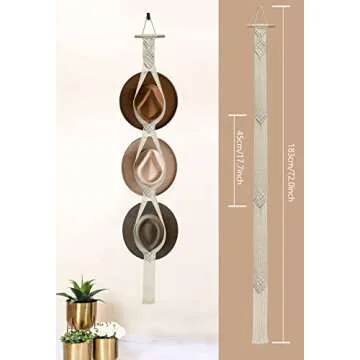 Mayamila Macrame Hat Racks Hat Organizer for Wall, Bohemian Hat Hangers for Wall Hanging Hat Display, Hand Weaving Boho Hat Holder Decorative Cap Organizer for Wide Brim Bowler Fedoras