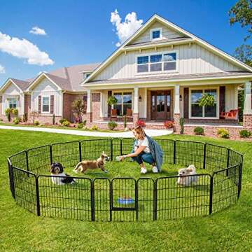 Yaheetech Dog Playpen Outdoor 24 inch 32 Panels Indoor Dog Fence Metal Dog Pen Heavy Duty Pet Exerci...