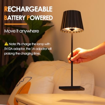 Rechargeable Cordless Table Lamp with 3 Dimming Options