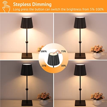 Rechargeable Cordless Table Lamp with 3 Dimming Options