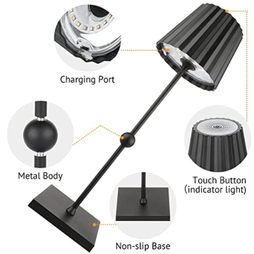 Rechargeable Cordless Table Lamp with 3 Dimming Options