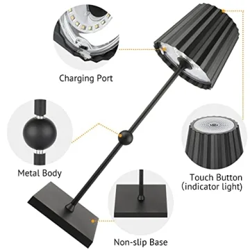 Rechargeable Cordless Table Lamp with 3 Dimming Options