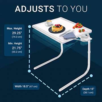 Table Mate II Folding TV Tray Table and Cup Holder with 6 Height and 3 Angle Adjustments the Original TV Tray (Black)