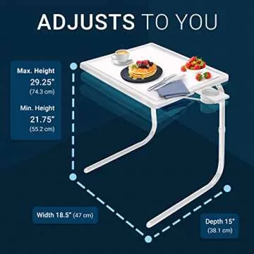 Table Mate II Adjustable Folding Tray Table & Cup Holder