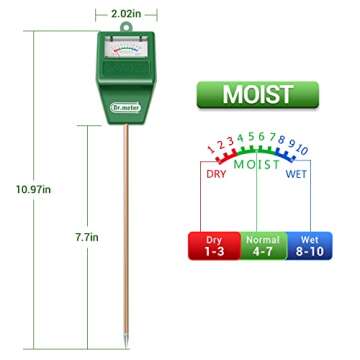 Dr.meter Soil Moisture Meter, 2 Packs Soil Test Kit for Garden Lawn Farm Indoor & Outdoor Use - Soil Tester Hygrometer Sensor for Houseplants - Plant Water Meter-No Battery Needed, Gardening Gifts