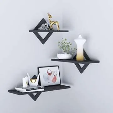 Piorlado Black Floating Shelves - Stylish Wall Storage