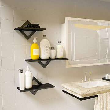 Piorlado Black Floating Shelves - Stylish Wall Storage
