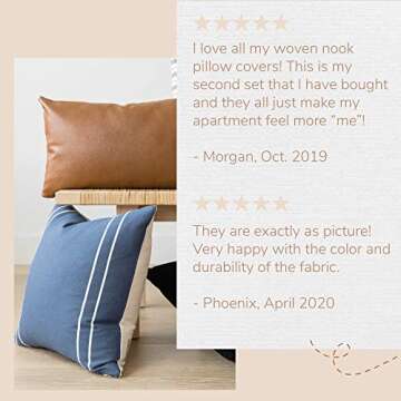 Woven Nook Decorative Throw Pillow Covers, Mika Style, 18 x 18 Inches (Set of 4)