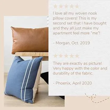 Woven Nook Decorative Throw Pillow Covers, Mika Style, 18 x 18 Inches (Set of 4)