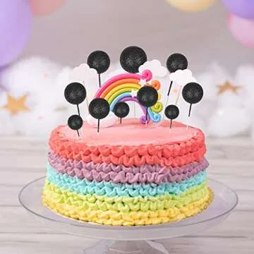 30Pcs Mini Balloon Cake Topper Glitter Foam Ball Cake Picks Decorations Faux Pearl Balls DIY Cake Insert Topper Baking Decoration for Baby Shower Wedding Anniversary Birthday Party Supplies Black