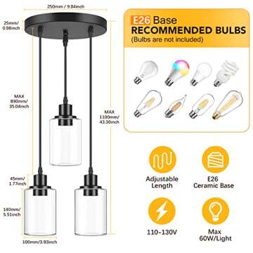 MAXvolador Industrial 3-Light Adjustable Pendant Light