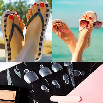300 Pieces Fake Toenail Tips Acrylic False Toenails Full Cover Artificial French Toenails with Box for Nail Salons and DIY Foot Decoration Manicure Tools (Clear)