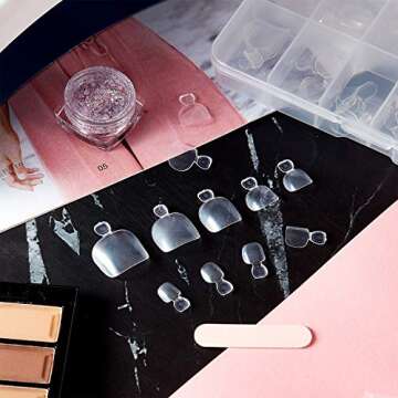 300 Pieces Fake Toenail Tips Acrylic False Toenails Full Cover Artificial French Toenails with Box for Nail Salons and DIY Foot Decoration Manicure Tools (Clear)