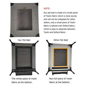 YEP HHO Detachable Elevated Dog Bed Oxford Cloth No-Slip Cool Breathable Durable Pet Bed for Indoor Outdoor (32.2inch x25.3inch x8.4inch,Coffer)