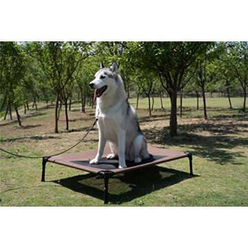 YEP HHO Detachable Elevated Dog Bed Oxford Cloth No-Slip Cool Breathable Durable Pet Bed for Indoor Outdoor (32.2inch x25.3inch x8.4inch,Coffer)