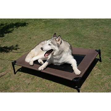 YEP HHO Detachable Elevated Dog Bed Oxford Cloth No-Slip Cool Breathable Durable Pet Bed for Indoor Outdoor (32.2inch x25.3inch x8.4inch,Coffer)