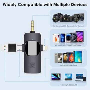 HMKCH Dual Wireless Lavalier Microphones for iPhone Android Camera Laptop PC, 4 in 1 Wireless Lapel Mic for Video Recording Vlog, YouTube, TikTok