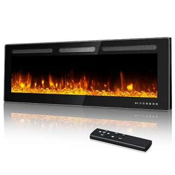 Manastin 60" Ultra-Thin Electric Fireplace with Adjustable Flame & Remote Control