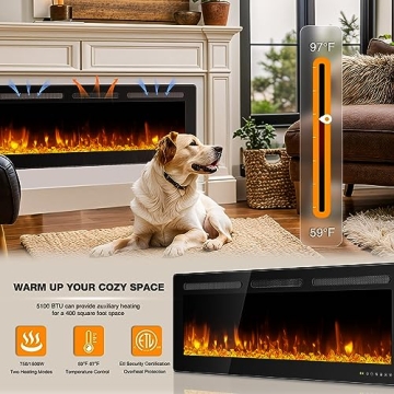 Manastin 60" Electric Fireplace Adjustable Flame Remote Control