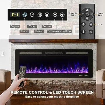 Manastin 60" Electric Fireplace Adjustable Flame Remote Control