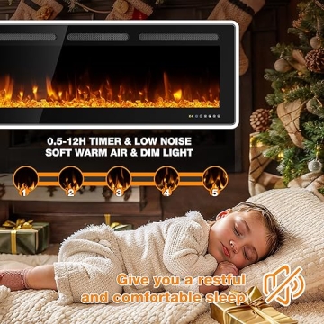 Manastin 60" Electric Fireplace Adjustable Flame Remote Control