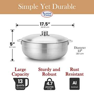 Aramco Alpine Gourmet Caldero 13-Quart Durable Cooking Pot